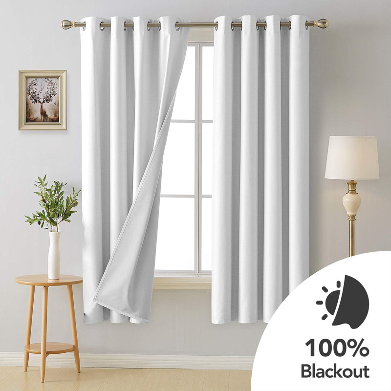 Oaklen Blackout Curtain Pair, White, 117cm wide x 183cm high