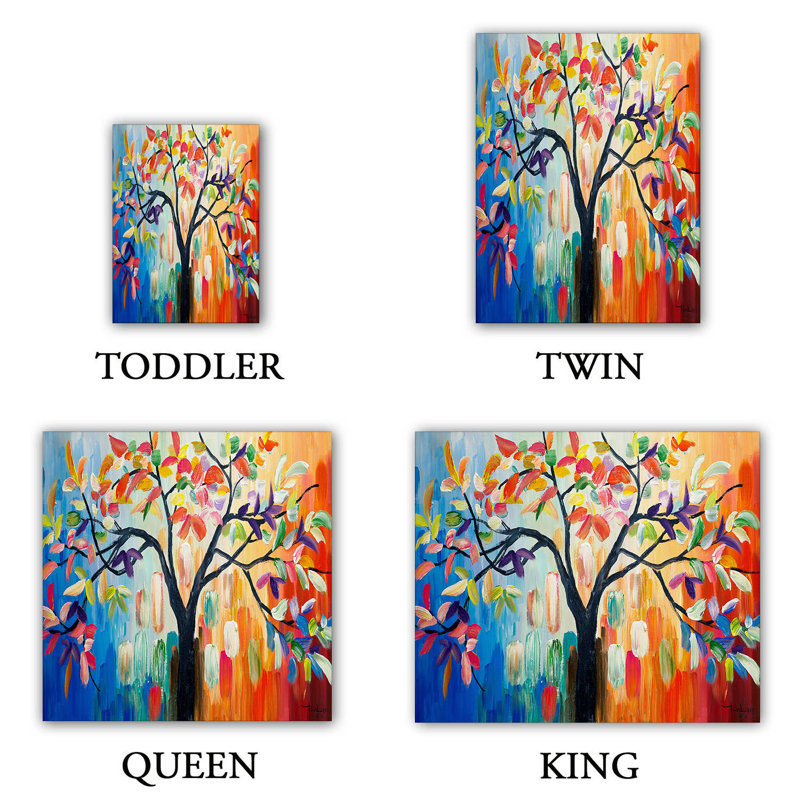  Housses de couette en microfibre Lam Fuk Tim Color Tree III, Housse de couette pour grand lit et 2 taies décor