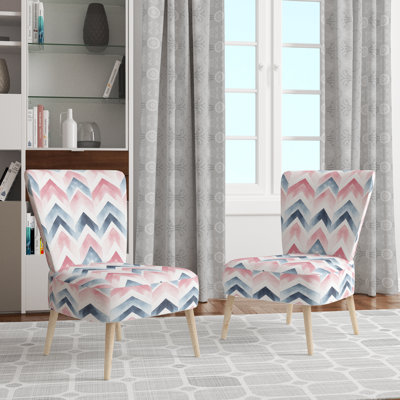 Contemporary Boho Accent Chair - pink and blue boho Chevron Pink Side Chair