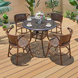 Rattan patio table and chair combination