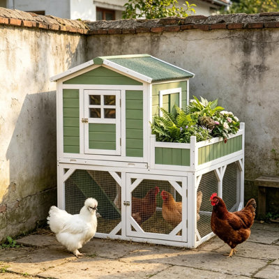 Petite cage à poulets avec cage d'extérieur 49 po avec espace de protection contre les intempéries, 2 à 4 oiseaux