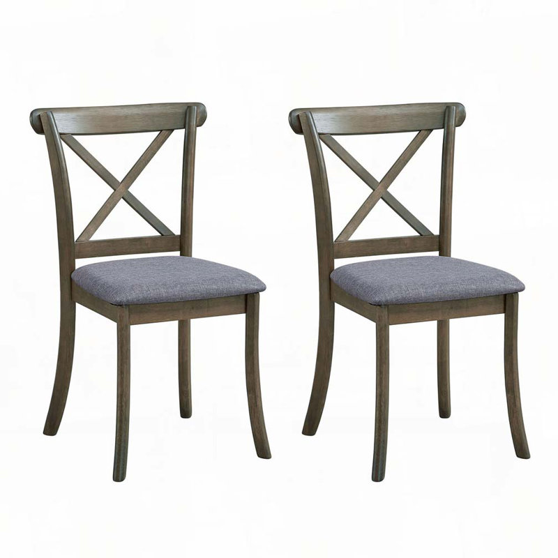 Wood Farmhouse Upholstered Kitchen Side Dining Chairs, Purple, Oak