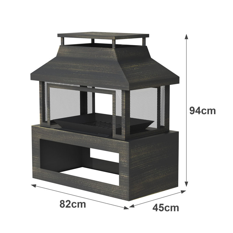 Walpurga Rectangular Steel Wood Burning Smokeless Outdoor Fireplace