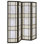 Floral And Black 4-Panel Folding Screen With Floral Motif