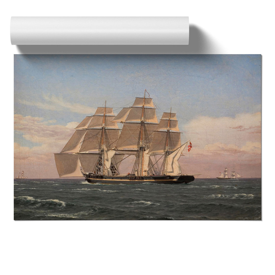 Najaden Ship Under Sail by Christoffer Wilhelm Eckersberg - Frameless Print