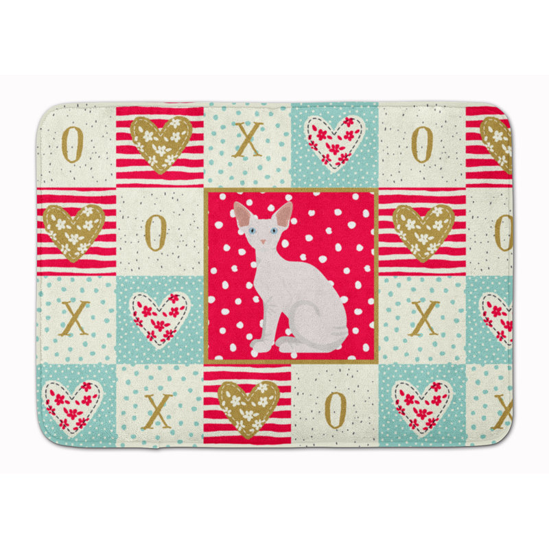 Tapis de cuisine à mousse mémoire cat love Charvi, Sphynx blanc - 2