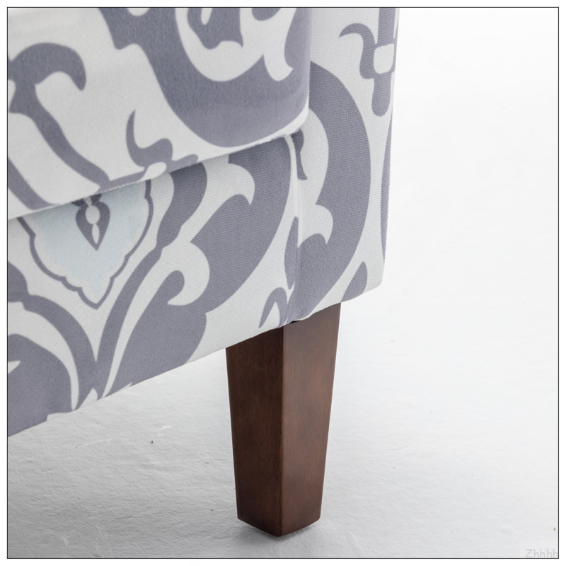 Chaise avec accoudoirs en mélange de polyester à motifs, structure en bois de bouleau massif avec pieds fuselés bruns, chaise d'appoint rembourrée de mousse avec garniture pour le bureau du salon