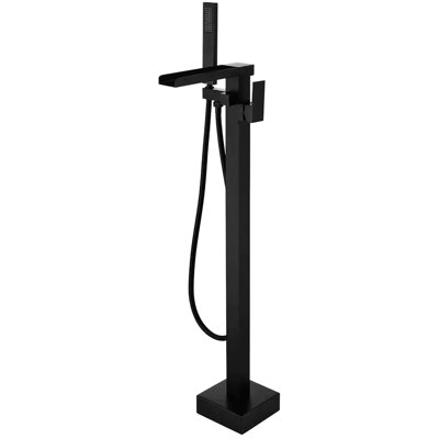 Single Handle Matte Black Bathtub Faucet - Hand Shower, Waterfall Spout, Rust & Corrosion Resistance Wall Mounted Handheld , 6 Gpm Max Flow