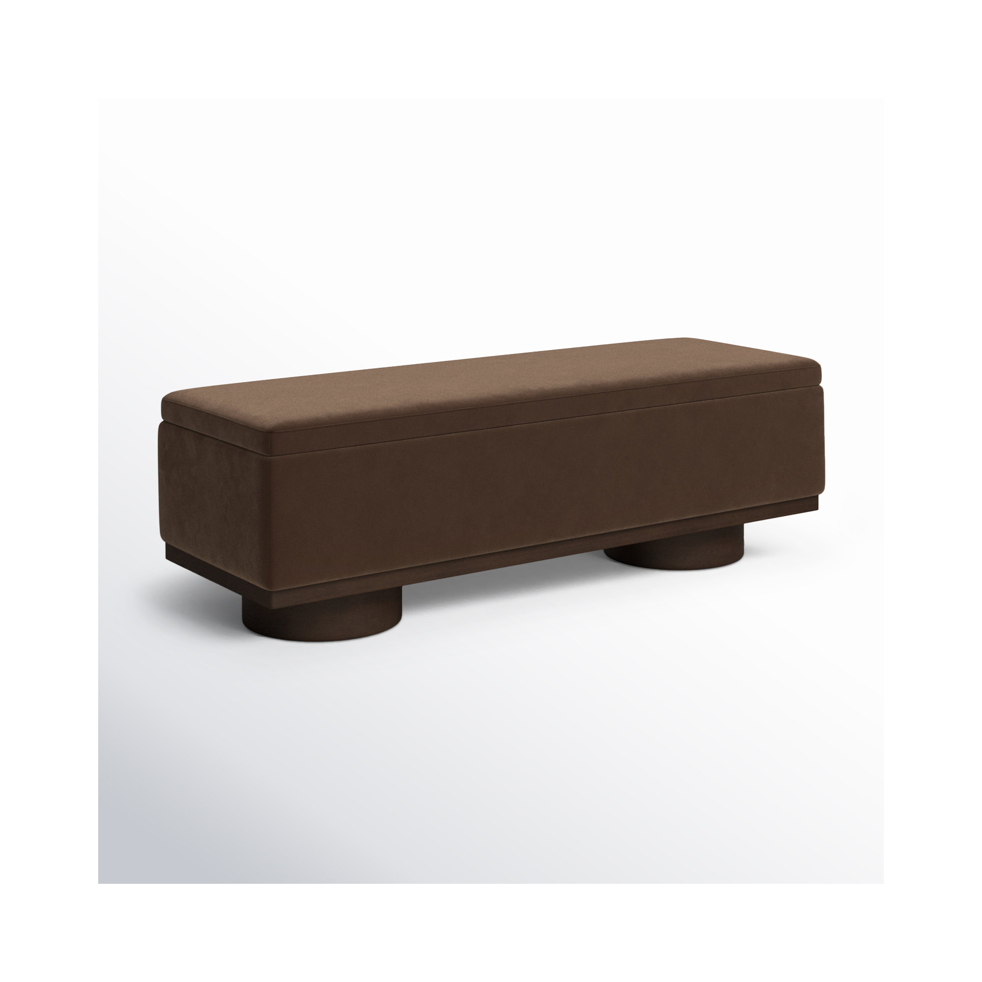 Morje Storage Bench, Walnut, Dark Brown Velvet