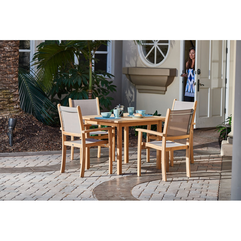 Pearl 5 Piece Sunbrella Dining Set, Taupe