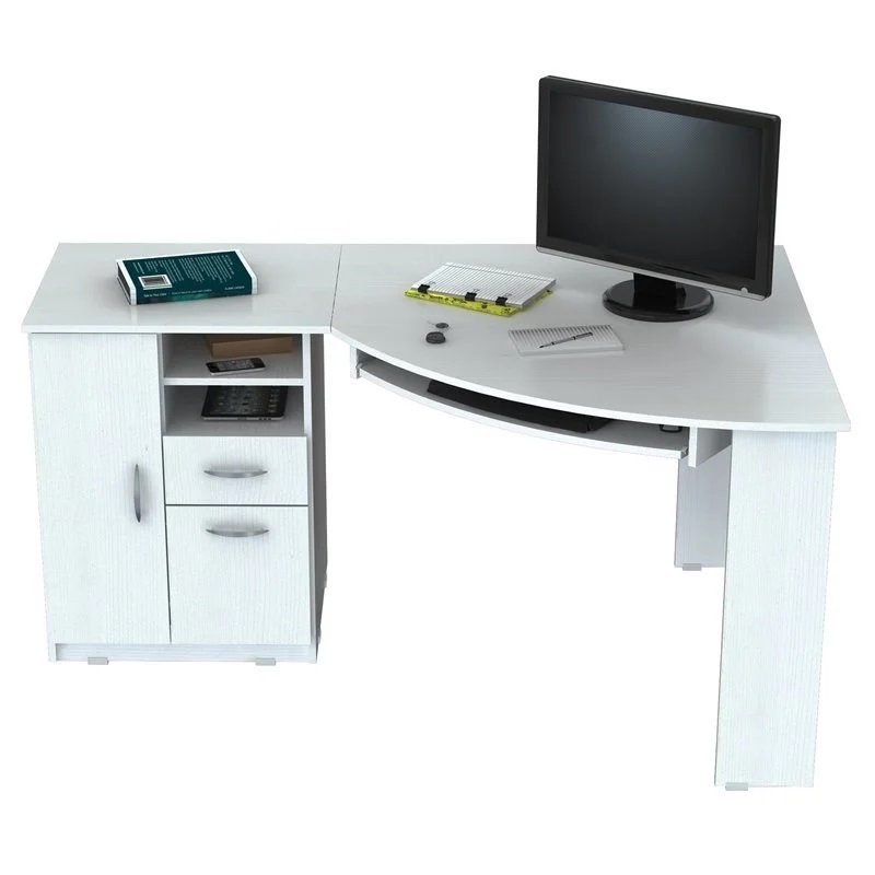 Bureau d'ordinateur blanc avec deux tiroirs Darya