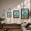 Turquoise Beach Hut Coastal - Framed Print-747902134-747902128