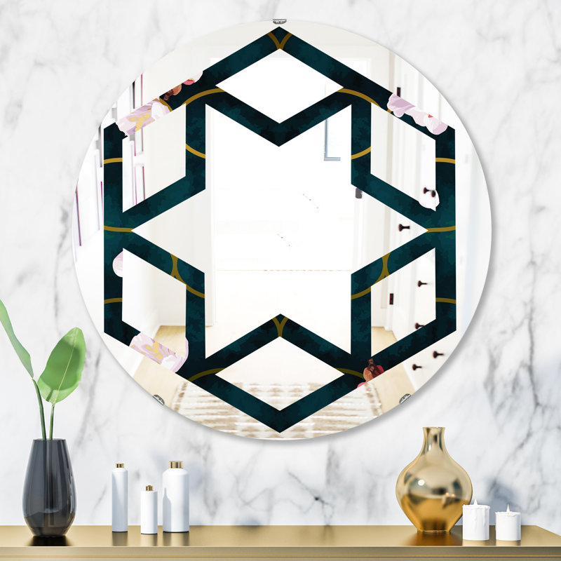 Miroir mural éclectique sans cadre Flower II, H 31,5 po x l po