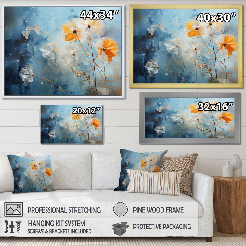 «Dandelion Natures» sur toile, Cadre flottant doré, H 30 po x l 40 po x P 1,5 po