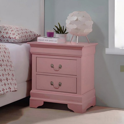 Charmante table de chevet traditionnelle rose