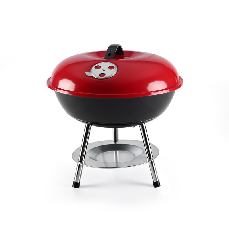 13,4 po X 14,6 po Barbecue en acier au charbon avec bouilloire, couvercle à trépied rouge 14 po pour cour arrière