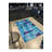 Blue Geometric Striped Themed Woven Base Carpet And Washable Carpet-1582762167