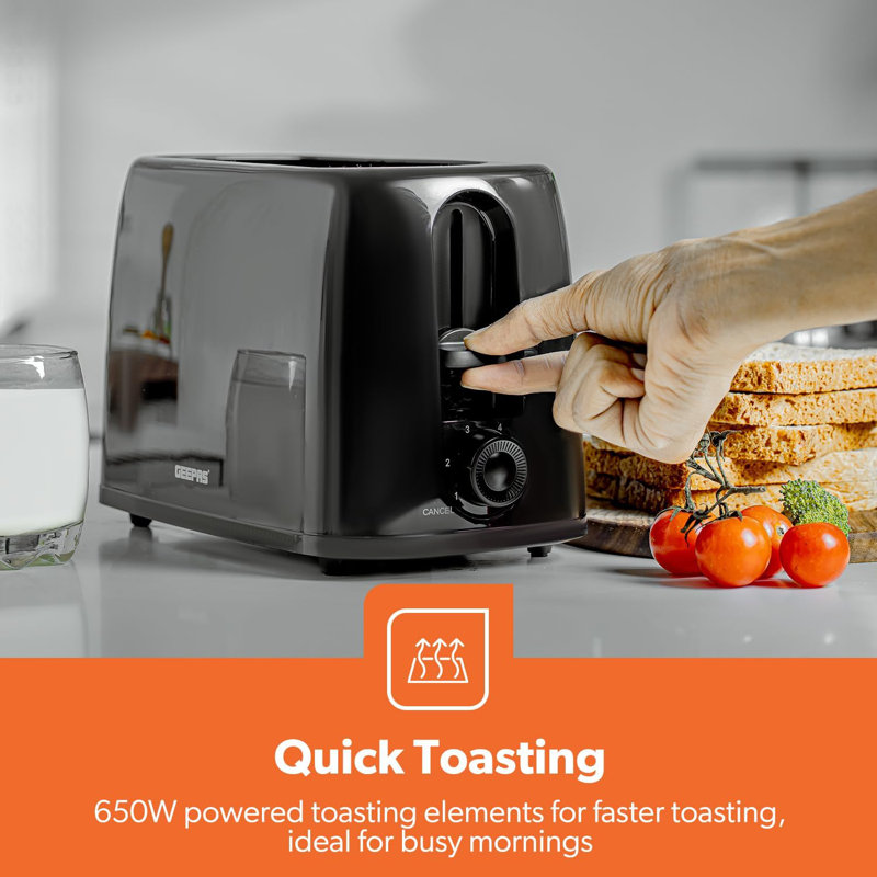 GEEPAS 1.5L Filter Coffee Machine & 2 Slice Toaster Combo Set | 800W Coffee Maker for Instant Coffee Espresso Macchiato & More | 650W Toaster For Thin Small Bread Slice 6 Browning Levels