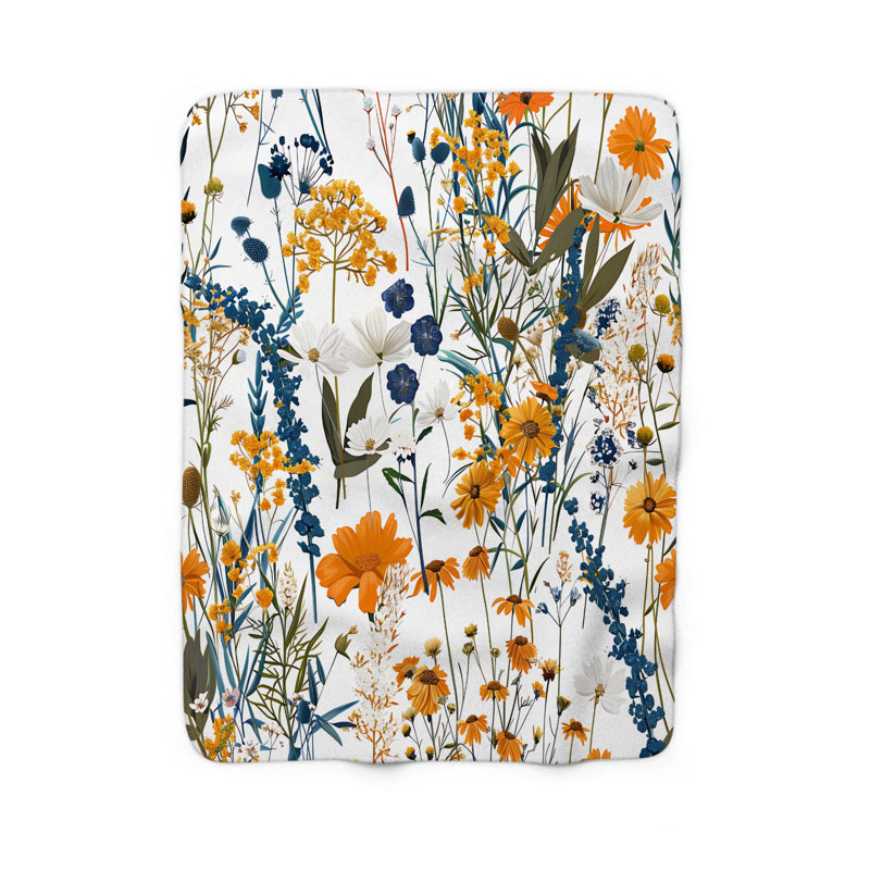 Couverture vintage en sherpa de qualité supérieure Vintage Moss Blossoms, Grand lit
