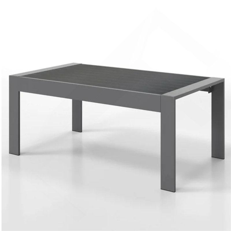 43" All-Weather Aluminum Patio Coffee Table, Modern Gray Rectangle Outdoor Table, Dark Gray