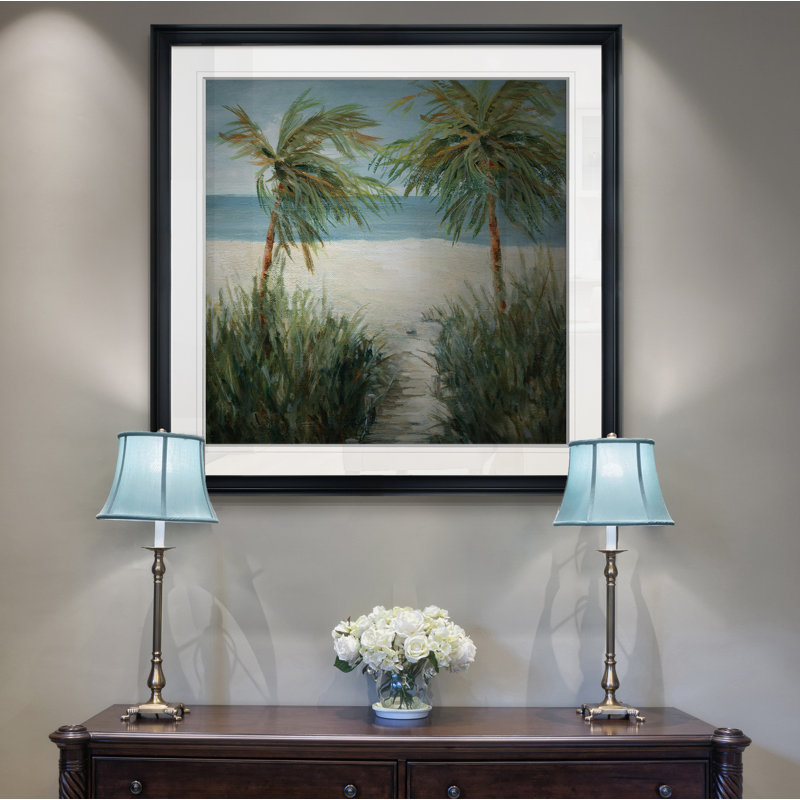 " Sandy Beachwalk ", 16" H x 16" W x 1.5" D, Black Framed
