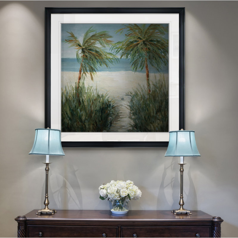 Plage de sable - peinture, H 16 po x l 16 po x P 1,5 po, Cadre noir