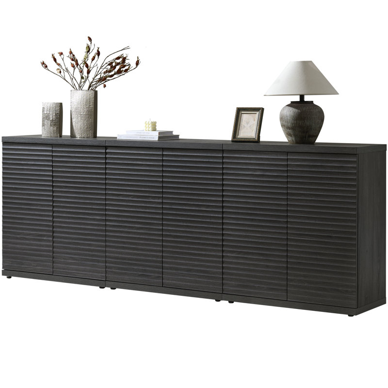 Buffet 30,9 po avec tablettes et portes réglables Cesiro, Aulne gris foncé, 3