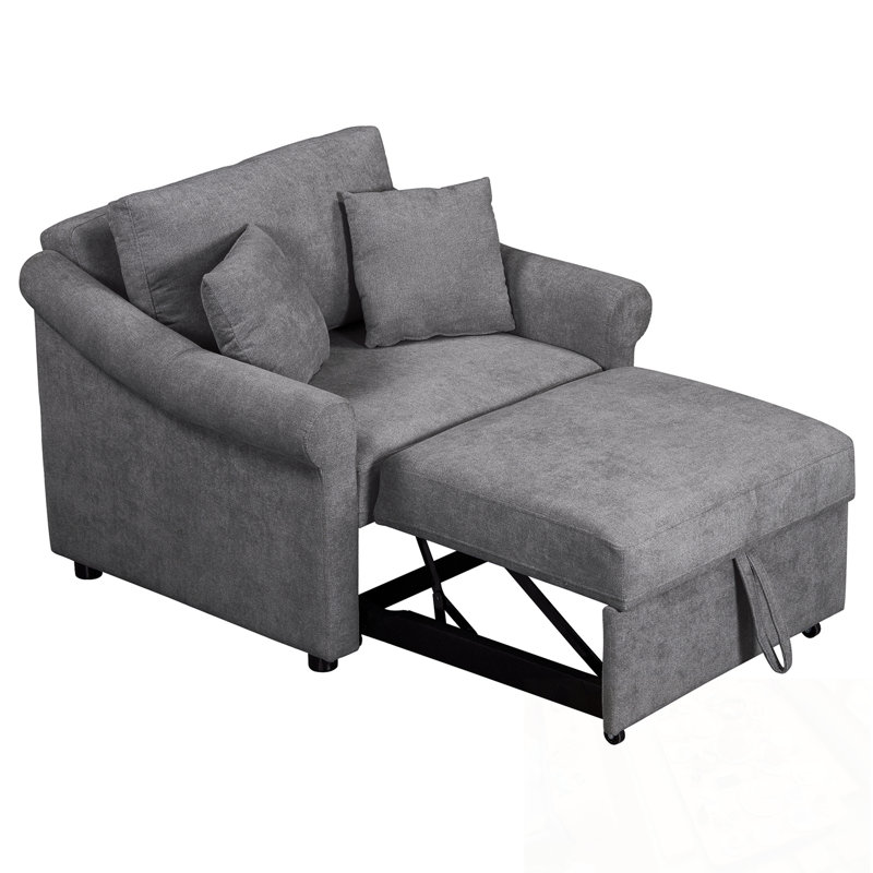Fauteuil convertible en chenille avec dossier réglable, Gris foncé
