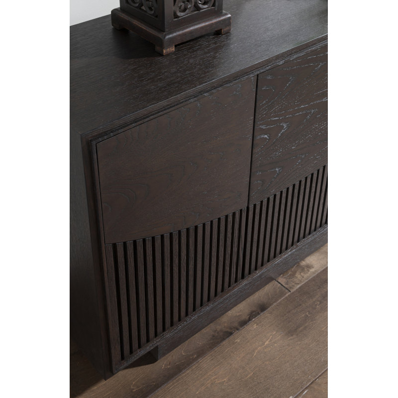 Mocha Brown Oak Modern Media Console with Cabinet