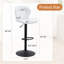 Ensemble de 2 tabourets de bar réglables en hauteur, chaises capitonnées en polyuréthane blanc avec base en métal noir et repose-pieds pour îlot de cuisine, bar, pub-131097805-131097807
