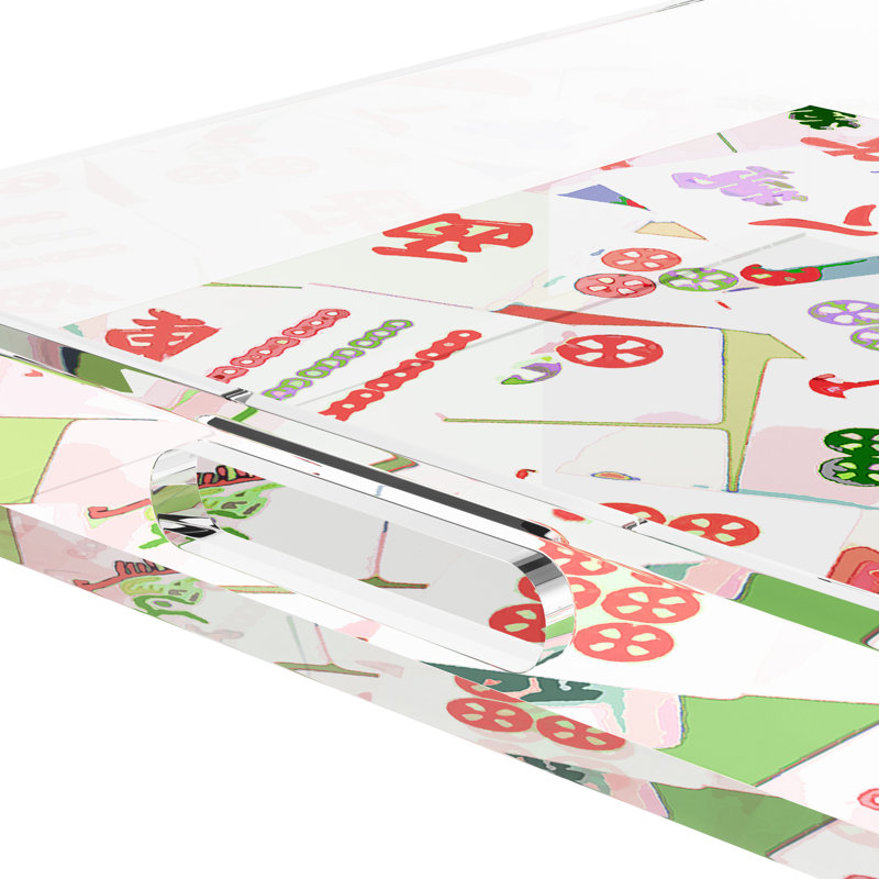 Mahjong Abstract Decorative Tray, 18"W x 18"D x 2"H, Petal, Square