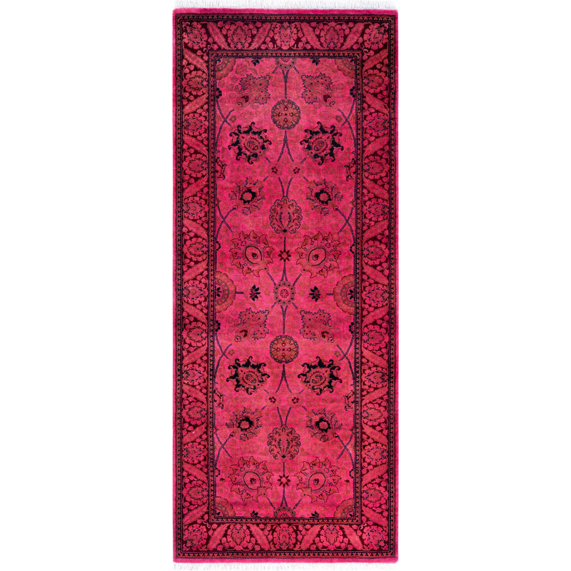 Overdyed Hand-Knotted Wool Modern-Contemporary Pink Runner 2' 6" x 6' 3"