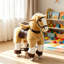 Jouet à cheval à pédale pour tout-petits, corps en peluche brun avec structure en métal, fauteuil d'intérieur pour enfants de 3 à 8 ans
