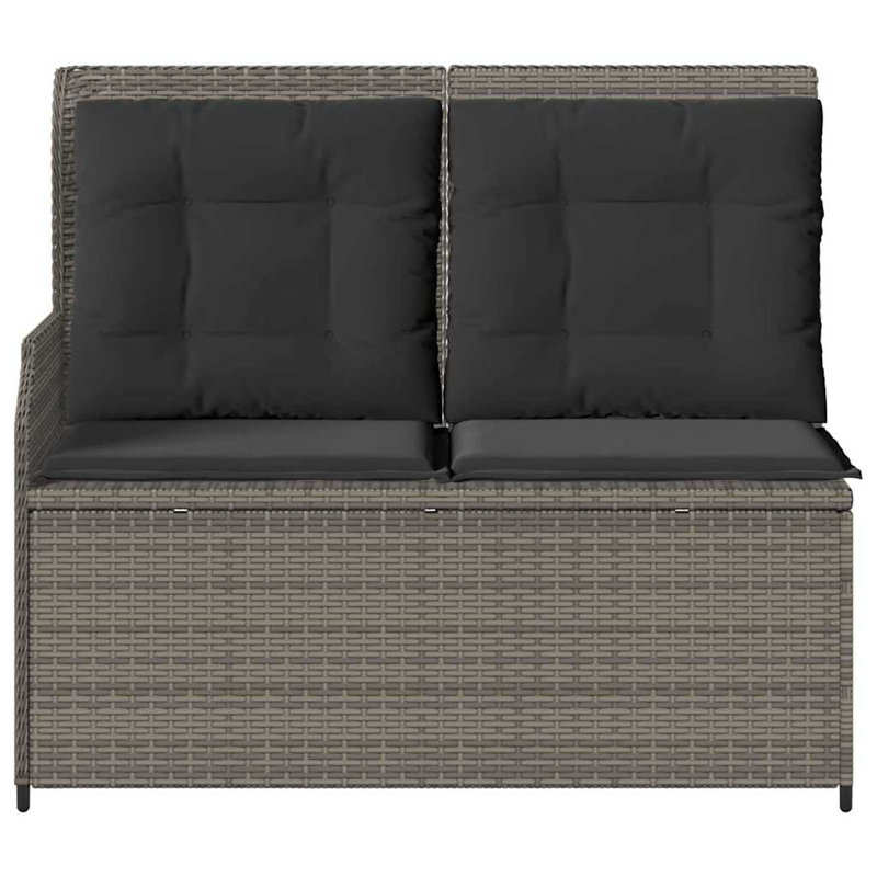 Poly Rattan Outdoor Bench, Black, Grey