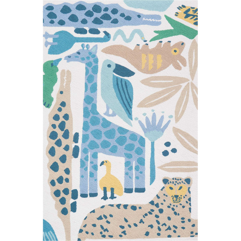 Tapis bleu pour enfant Charline, Rectangle 3 pi 6 po x 5 pi 6 po