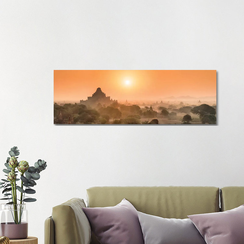 Dhammayangyi Temple at Sunrise, Bagan, Myanmar 1 Piece Wrapped Canvas Panoramic Wall Art