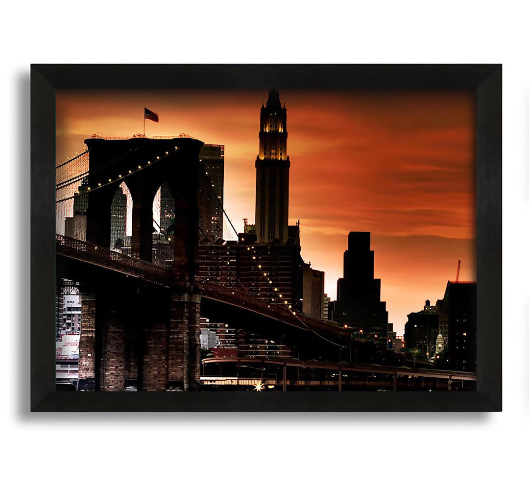 Gerahmtes Leinwandbild Brooklyn Bridge Stunning Skies