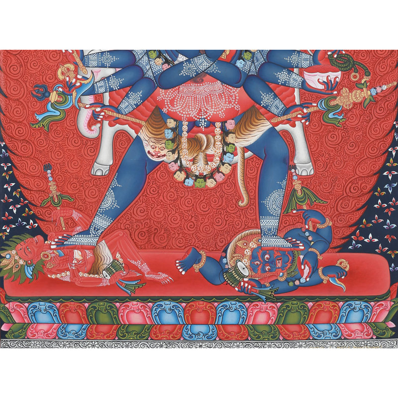 Déesse Newari Cakrasamvara (Thangka sans brocart) | Aquarelle sur coton