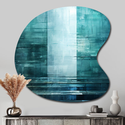 Door To The Other Side Turquoise Riverside - Abstract Collages Drop Shape Assymterical Metal Wall Art