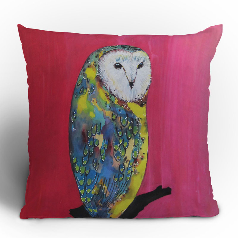 Coussin décoratif hibou on rouge à lèvres, 16 po x 16 po