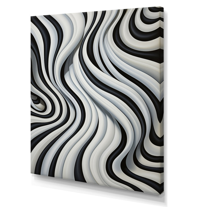 Art optique noir et blanc Dream III - reproduction, H 32 po x l 16 po x P 1 po, Toile tendue