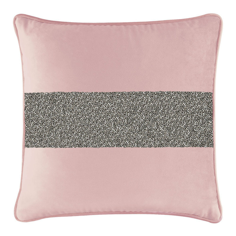 Coussin Sparkles Home Velours | Insertion de plumes, Velours rosé / gris anthracite, Carré 20 po