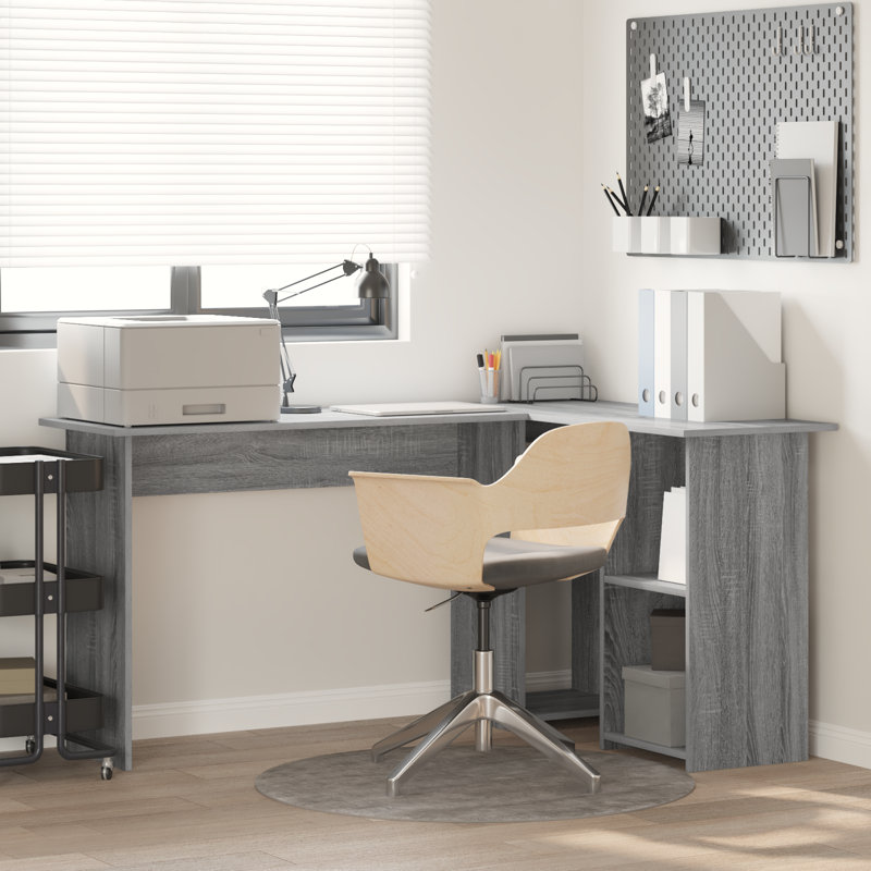 Desk Engineered Wood Medium Desk, Grey Sonoma