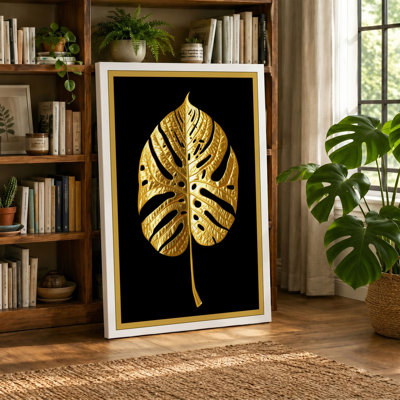 Gilded Monstera Botanical - Wrapped Canvas