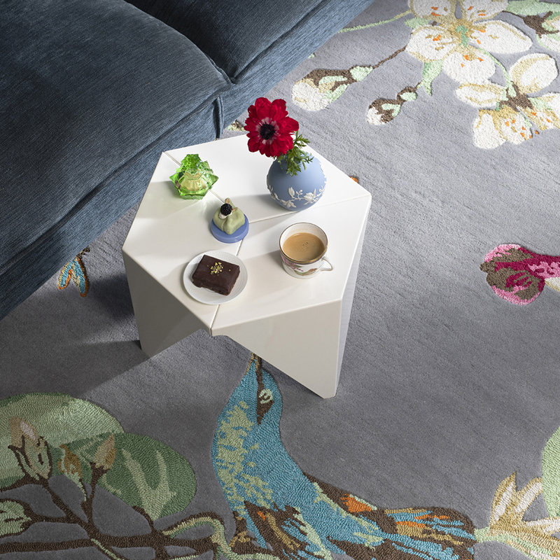 Hand Tufted Floral Area Rug, Rectangle 3'11" x 5'11"