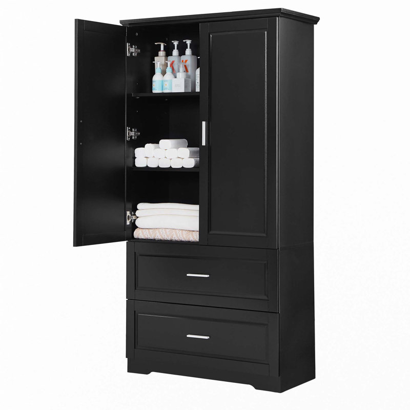 Tall Bathroom Storage Cabinet, Black