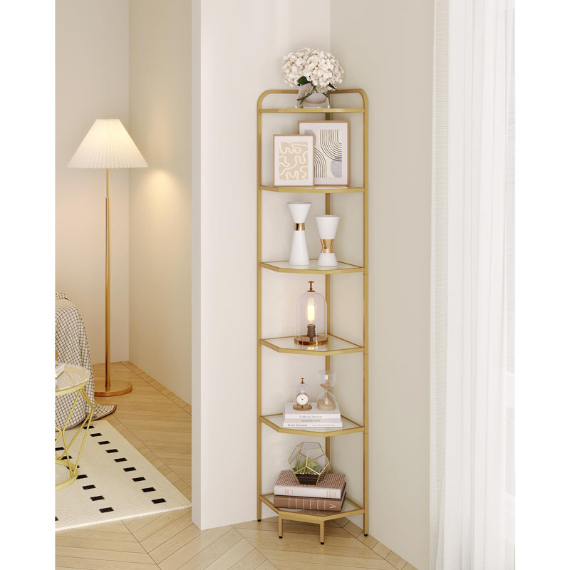 160cm H x 30cm W Metal Corner Bookcase, White