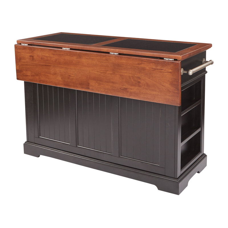Ensemble pour îlot de cuisine Hewson, Noir vieilli / chêne rétro avec noir