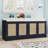 Rattan bench with storage cabinet