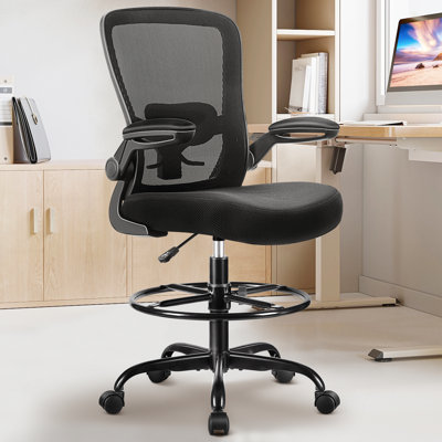 Mesh Drafting Chair with Adjustable Footrest and Lumbar Support 
